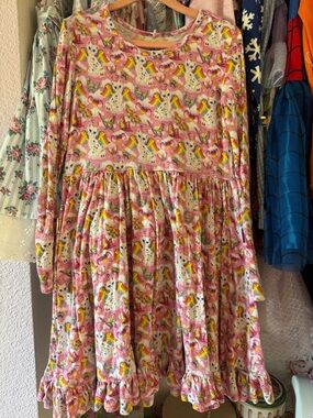 Posh Peanut Pink Rainbow Kitty Twirl Dress 6/7